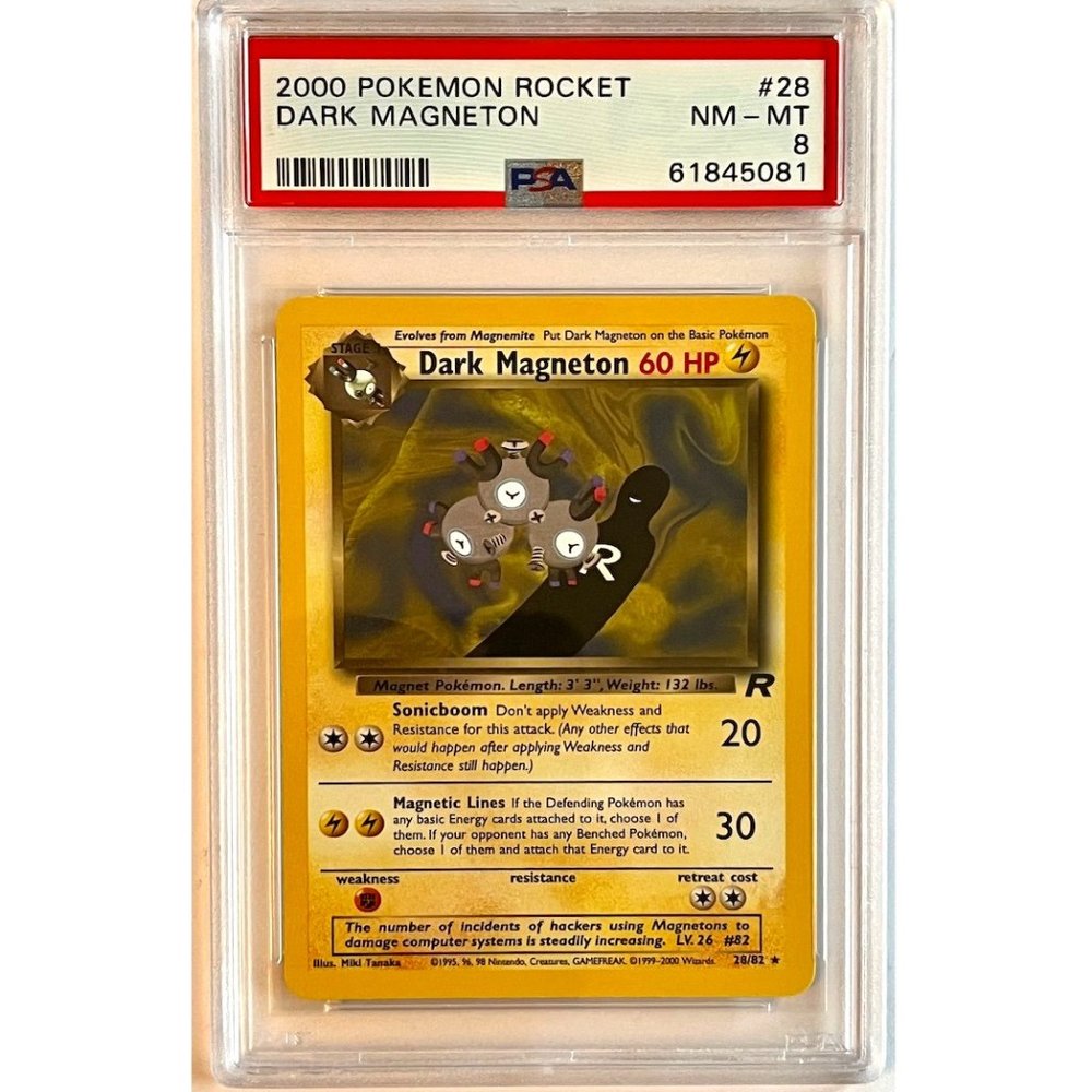 PSA 8 Dark Magneton Non Holo Rare NM - MT 28/82 Team Rocket Unlimited 61845081